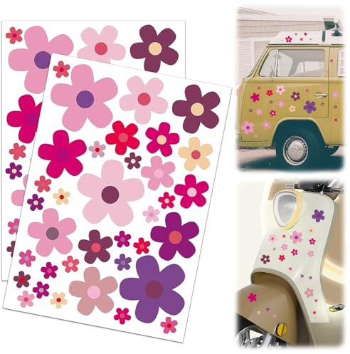 Aufkleber Blumen Prilblumen Sticker Aufkleber Fahrrad Wasserfeste Sticker, Aufkleber-Set Blumen Fahrrad Aufkleber Blumen Auto Sticker für Fahrrad Laptop Motorrad Aufkleber Auto, 2 Stück (B)