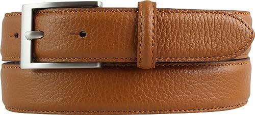 BELTINGER Italienischer Anzug-Gürtel, 30 mm breit, Herren, Anzuggürtel, Hosengürtel, strukturiertes Leder, Schließe Silber