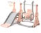 BTM Slide for children, 4 in 1 children's slide, swing with basketball stand, climbing ladder, swing, slide, garden slide for indoor and outdoor use.