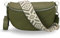 ADEL Bauchtasche Damen Echtleder Emma Silber Handgemachte Umhängetasche Crossbody Bag mit Optionalen Breiten Gemusterten Riemen Stylische Hüfttasche Made in Italy (Khaki-Silber 5, Medium)