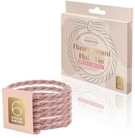 Nordstern Haargummis 6er Set - Geflochtene Haarbänder mit sicherem Halt und stylischem Aussehen - Vielseitiger Haarschmuck für Frauen und Mädchen in Rosé