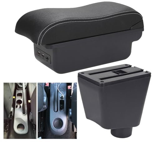 EEASSA Auto Doppelschicht Armlehnen Mittelarmlehne Aufbewahrungsbox, Leder Mittelkonsole Innenraum Organizer Armlehnenablage Nachrüsten Zubehör für Renault Clio 4 Renault Captur Clio 3 III IV