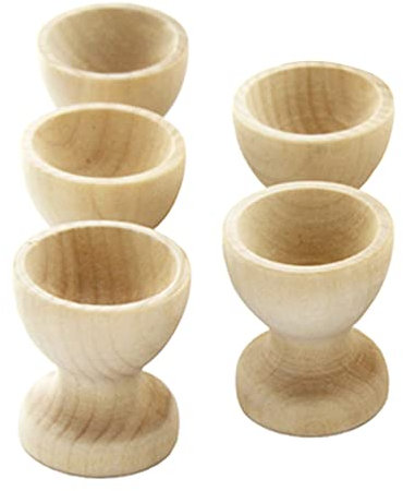 Mllepjdh Lot de 5 supports de coquetiers en bois naturel à fond plat pour décoration intérieure de ferme, support de coquetier en bois doux non fini pour jouet