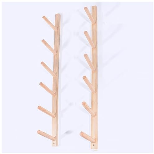 Rmeet Yogamatten-Aufbewahrungsregal Schaumrollenhalter, Trainingsgeräte Home Gym Wandhaken, Aufbewahrungsregal für Fitnessgeräte-Yogamatten, Skateboardhalter Holz schwimmende Regale,6-Tiers