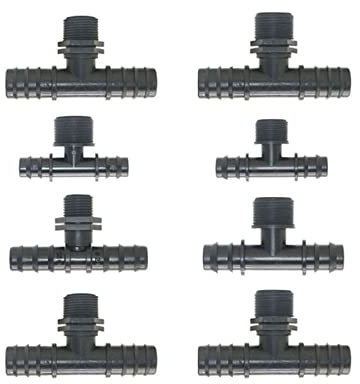 Generic 16/2025mm PE-Schlauch Barb T-Stück 1/2 3/4 männliche Umlenker landwirtschaftliche Tropfbewässerung 2 Way Fitting 5 stücke(Red)