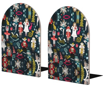 Serre-livres pour femme Casse-noisette Ballet de Noël pour un design moderne, serre-livres pour étagères, bloqueur de livre robuste pour organiser les livres