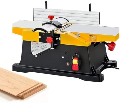 DDZJTPP 6 Inch Desktop Wood Thickness Planer, 1800W Benchtop Planer Electric Jointer Planer, Multifunctional Electric Planer Drilling Milling Machine, 0-3mm Planing Depth, for Wood Cutting