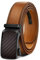 KEMISANT Gürtel Herren, Automatik Ledergürtel Herren Ratsche für Business Anzug,35mm Gürtel ohne Löcher,Größe Angepasst(Orangebraun,120cm/34-40 taille verstellbar)