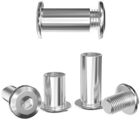 GUEEYUAW 10 Stück Verbindungsschrauben M8 × 12 mm 304 Edelstahl A2 V2A Hülsenschrauben Möbelschrauben