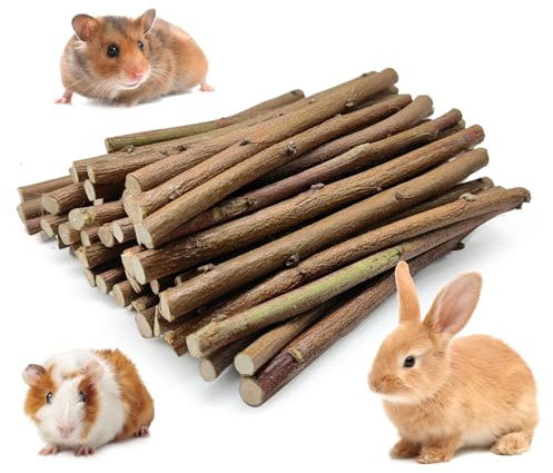 Jorewood 250g Natural Apple Wood Chew Sticks for Rabbits, Hamsters, Chinchillas - Extra Hard Teeth Grinding Toy | Untreated, Safe & Long-Lasting Rodent Chews