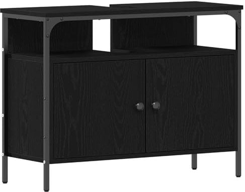 vidaXL Badezimmer-Schrank Alte Holzoptik 80 x 30 x 60 cm, Stabiler Aufbau, im antiken Stil. Mit einem Innenwaschbecken und Stauraum, wandmontiert. Moderne Regale, rechteckige Einheit.