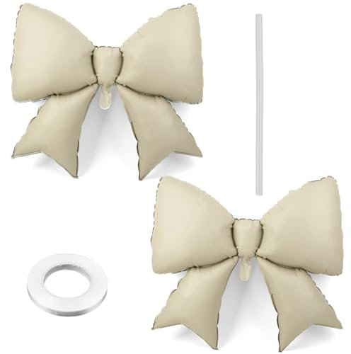 2 Pz Palloncini con Fiocco Grandi, Decorazioni per Feste a Tema Fiocco Eleganti Palloncini Coquette per Compleanni Matrimoni e Feste di Fidanzamento Coquette (Colore Crema)
