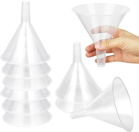 Aramanara 10 Pack 12cm Clear Plastic Funnels, Large Funnel with Wide Spout | Big Funnels for Filling Bottles or Containers, Multi-Purpose White Funnels for Filling Oil Laboratory Chemicals