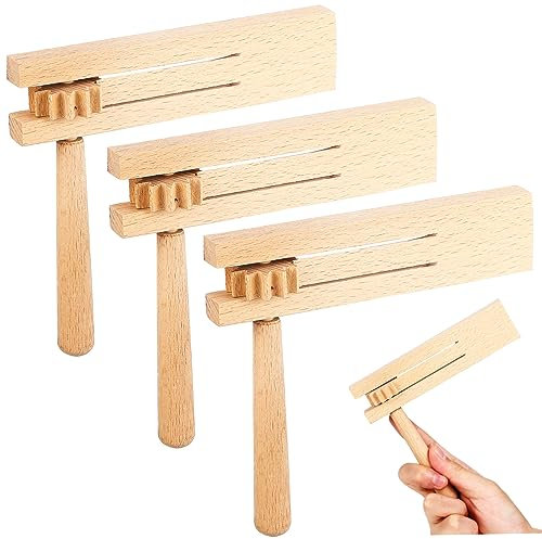JOINPAYA 3 Pcs Wooden Ratchet Instrument Traditional Matraca Noise Makers for Sporting Events Family Gatherings and Themed Parties Safe and Design