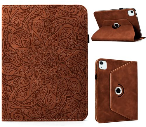 ONETHEFUL Rotierende Hülle für iPad Air 11 M3/M2 (2025/2024), iPad Pro 11 Zoll (4./3./2./1.Gen) - PU Leder Tablet Case 360 Grad mit Standfunktion, Kartenfächern & Stifthülle | Braun