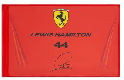 Scuderia Ferrari F1 Lewis Hamilton Flagge - Rot - 90 x 60 cm | für Lewis-Hamilton-Fans verpflichtet, Teaminspiriertes Design und Branding, Offiziell lizenziert