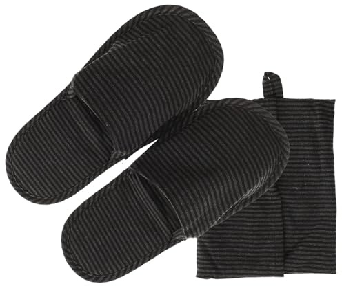 Ciabatte da Viaggio Pieghevoli Donna, Cotone Nero Suola in Camoscio | Versione Portatile e Indossabile, Taglie US 6.5-11 e Uk 4.5-9, Borsa Inclusa Colore Casuale