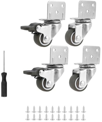 4er-Pack Hochleistungs-Möbelrollen in L-Form, feststellbare Lenkrollen aus weichem Gummi for Bewegen langlebiger, stabiler Möbel Schwenkrollen