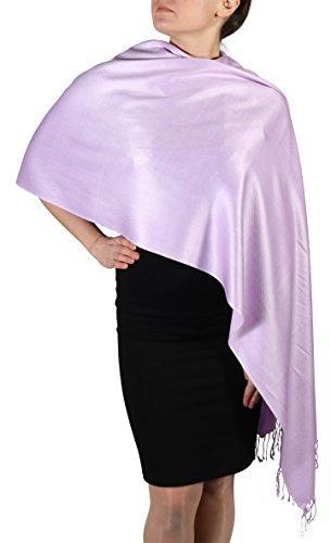 Sciarpa pashmina da donna - Con Nappine - Appendino gratuito (20+ colori), fatta a mano (Lilla)