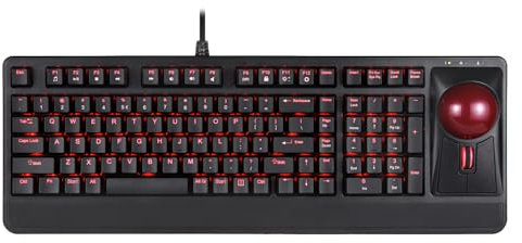 Perixx Periboard-322 Beleuchtete Trackball Tastatur mit Mechanischen Tasten - 55 mm Großer Trackball - RGB Hintergrundbeleuchtung - QWERTY US English Layout