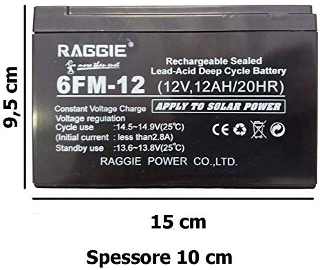 DOBO 12V 12Ah Batteria al Piombo Ermetica, Nera