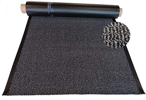 MERTEX Schmutzfangläufer Meterware 90 cm grau-schwarz meliert - ohne Rand an den Schnittkanten (90 x 900 cm, grau)