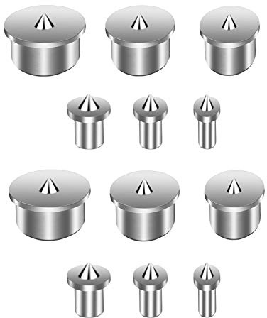 BELIOF 12 Pcs Pointe de Centrage pour Goujon en Bois Outil de Positionneur à Cheville en Bois 4/5/6/8/10/12mm Centreur de Tourillon pour Perçage à Installations des Meubles