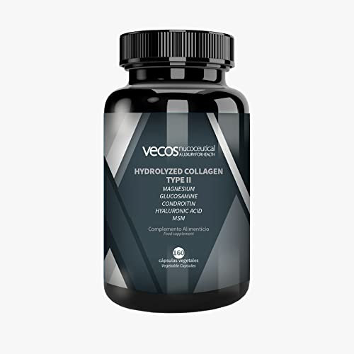 Vecos | Hydrolysiertes Kollagen Typ II mit Chondroitin und Hyaluronsäure | 160 Kapseln | Hilft bei der Vorbeugung von Gelenkschmerzen und Entzündungen | Entzündungshemmende und antioxidative Wirkung