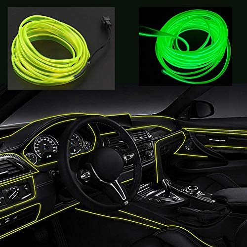 Kmruazre El Wires Car Kit 3m/9ft Elektrolumineszenz Licht leuchtende Neon Lichterketten für Autotür/Konsole/Sitz/Armaturenbrett Dekoration leicht DIY(Leuchtendes Grün)