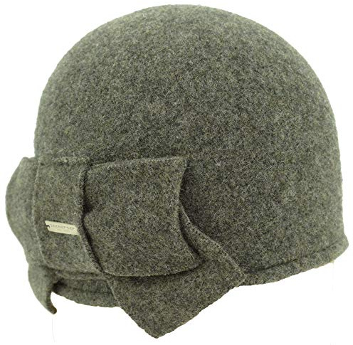 Seeberger Litika Wintermütze Walkmütze mit Schleife Damenmütze Walkhut (Khaki 054)