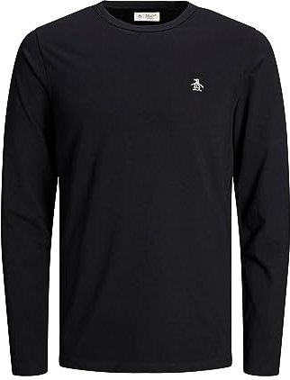 Original Pengun Men's Long Sleeved Small Embroidered Logo T-Shirt, True Black, 010, XX Large