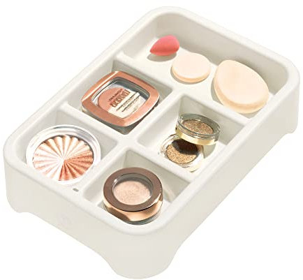 iDesign Sortierkasten, Schmuck Organizer Einsatz mit 5 Fächern aus BPA-freiem, recyceltem Kunststoff, Aufbewahrungsbox für Schmuck und Accessoires, weiß