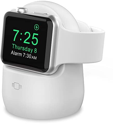 AhaStyle Support Apple Watch Station Compatible avec Apple Watch Ultra 2, Ultra, SE2, SE, Series 10 9 8 7 6 5 4 3 2 1 (49/46/45/44/42/41/40/38mm) Silicone Chargeur Apple Watch Dock Holder (Blanc)