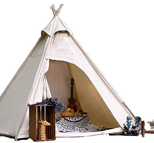 Camping-Tipi-Zelt für Erwachsene im Freien, Baumwolle, Glocken-Tipi, bietetPlatz für 2 bis 3 Personen mit insektensicherem Netz, Pyramidenhochzeit, Luxus-Tipi, 2 Reißverschlusstüren, geeignet für P