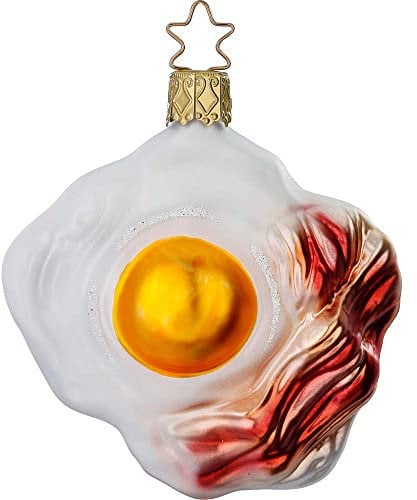 Inge-glas - Christbaumschmuck, Weihnachtsbaumschmuck - Bacon & Ei - Glas - Farbe: Mehrfarbig - Höhe 8 cm