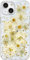 Abbery Handyhülle für iPhone 13 Mini Hülle Durchsichtig Echte Getrocknete Blumen Mit Kameraschutz Motiv Muster Glitzer Dünne Transparente Silikon Frauen Mädchen Stoßfeste Schutzhülle (Golden Daisy)