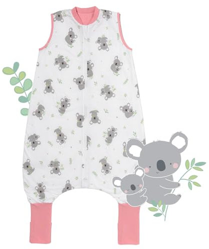 schlummersack Schlafsack mit Füßen Sommer 110 cm 1 Tog dünn Koala | Kinder Schlafsack mit Beinen und verlängerten Bündchen für eine Körpergröße 110-120cm Füßen 1 Tog