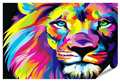 islandburner XXL Bild Poster Bunter Löwe Premium Fotodruck 130x90cm
