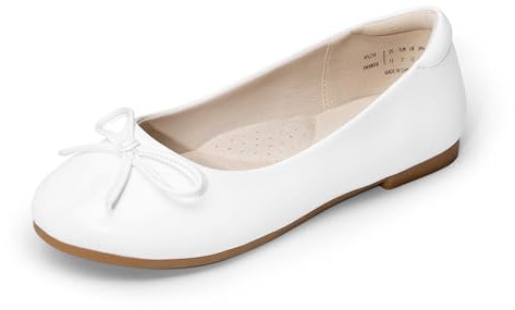 DREAM PAIRS Scarpe Eleganti da Bambina alla Moda con Fiocco Scarpe da Ragazza dei Fiori Slip-On per Matrimonio Scuola Festa Compleanno,Size 32,Bianco,KFL216