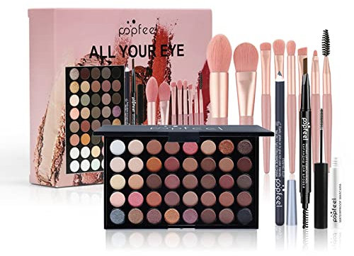Holzsammlung Palette Di Ombretti, 40 Colori Palette Per Ombretti Con Glitter Opachi Nudi, Palette Per Trucco Impermeabile A Lunga Durata, Con Pennelli Per Il Trucco, Mascara E Matita Per Sopracciglia