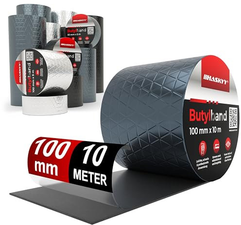 Wasserdichtes Klebeband Butylband I 100mm*10m Anthrazit hochwertig selbstklebend mit Aluminiumfolie I Butyl-Tape alterungsbeständig korrosionsbeständig UV-beständig