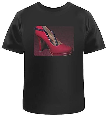 Extra groß 'Hochhackiger Schuh & Schwarze Perlen' Baumwoll-T-Shirt für Erwachsene (Schwarz) (TA00078852)