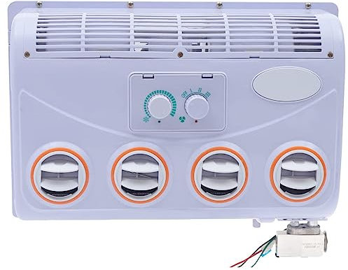 ELOMAS 12V/24V RV Aire Acondicionado,Conjunto de Aire Acondicionado,5-Velocidades de Ajuste de Temperatura,Juego de Ventilador de Aire Acondicionado de Techo de Coche,12V