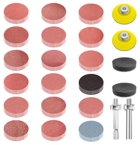 Senmai Tools 360 Stück schleifscheiben 50mm klett. korn 60 bis 2000 3000 5000 7000 Schleifpapier Klett 2 Zoll Schleifpads Geeignet für Elektrowerkzeuge Automobil
