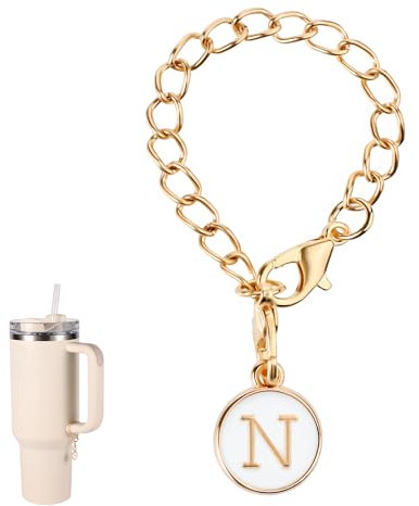 Letter Charm Accessories for Stanley Cup, Letter Charm Accessories Personalized Name ID Letter Handle Charm Letter Charm for Stanley Tumblers (Letter N)