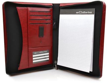 Dokumententasche A5 Dynamic Classic REF.74546 mit Reißverschluss, Block und mehreren Innenfächern von Office Box (Burdeaux Classic)