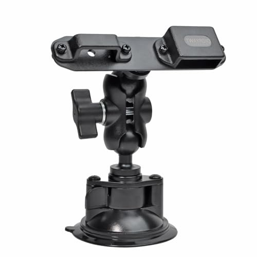 TWAYRDIO Windshield or Dash Mount for Handheld Radio and Mic, Adjustable Angle Suction Cup Holder Bracket for Motorola BaoFeng Retevis Yaesu Handhelds Two Way Radios Walkie Talkies