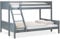 Homestyle4u 2525, Etagenbett 90x200 &140x200 für 2-3 Kinder Erwachsene Jugendbett Hochbett mit Treppe Kinderbett Grau Holz