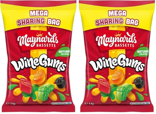 Maynards Bassetts Winegums, 1 kg Bag (Pack of 2)