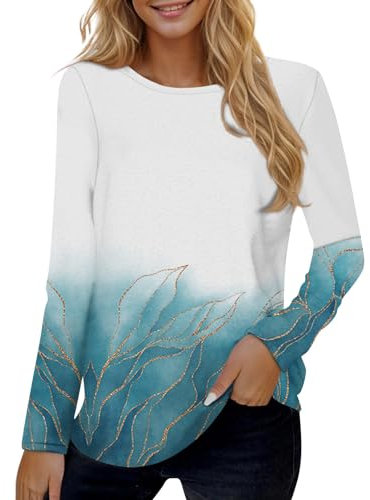 LSAltd Damen Pullover Elegant Damen Pullover Winter Thermoshirt Damen Langarmshirts Für Damen Unterwäsche Damen Fleece Sweatshirts Für Damen Thermounterwäsche Damen Tunika Damen（3-Light Blue,4XL）